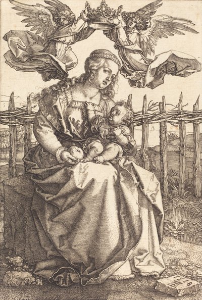 La Virgen y el Niño coronados por dos ángeles de Albrecht Dürer
