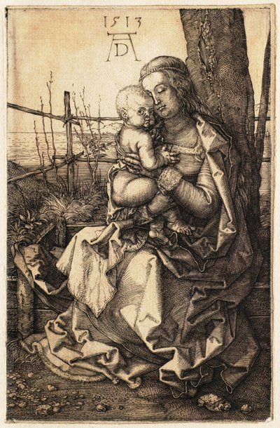 La Virgen y el Niño sentados junto a un árbol de Albrecht Dürer