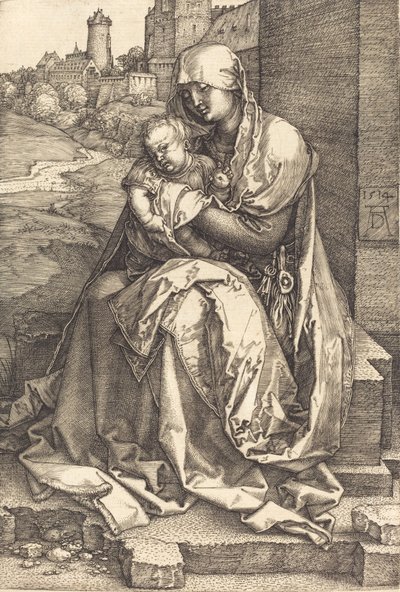 La Virgen y el Niño sentados junto al muro, 1514 de Albrecht Dürer