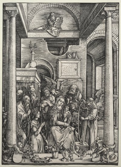 La Virgen y el Niño rodeados de santos y ángeles de Albrecht Dürer