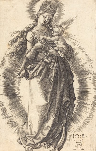 La Virgen y el Niño en una media luna con una corona estrellada, 1508 de Albrecht Dürer