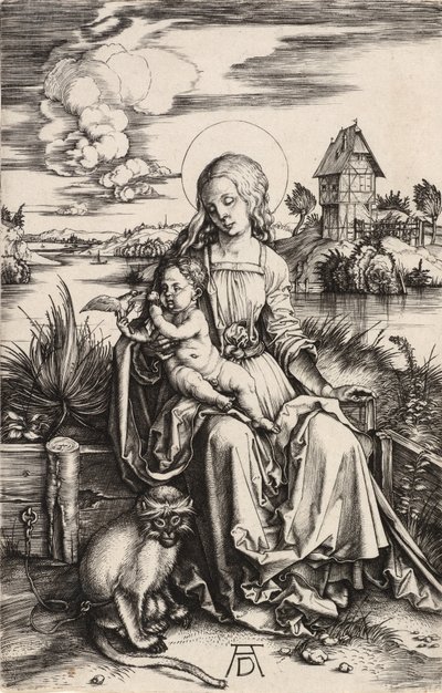 La Virgen y el Niño con el mono, c. 1498 de Albrecht Dürer
