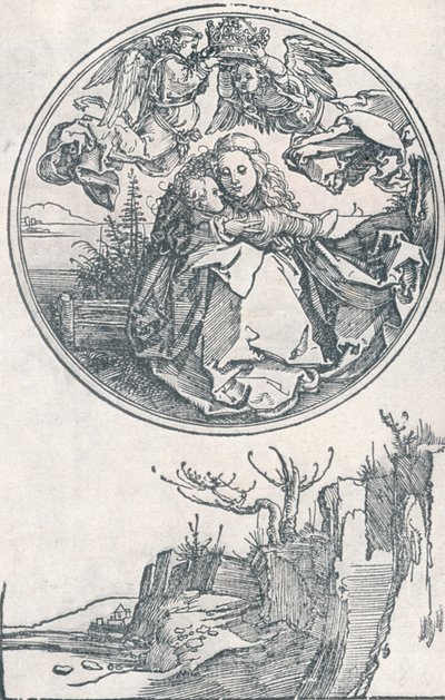 La Virgen coronada por dos ángeles, c1515 de Albrecht Dürer