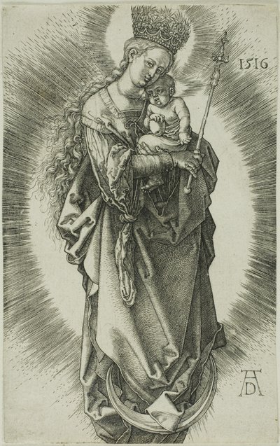 La Virgen en una Media Luna con una Corona de Estrellas y un Cetro de Albrecht Dürer