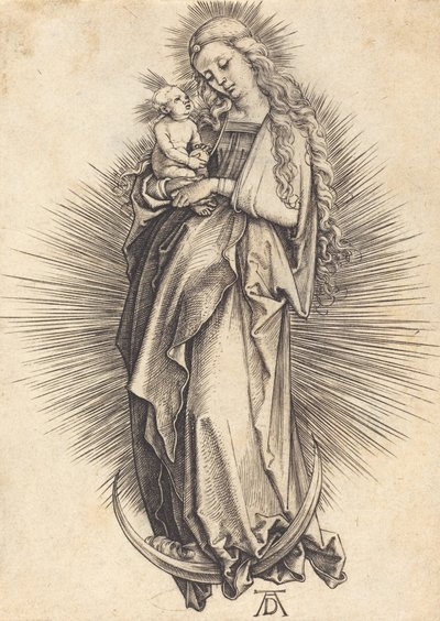 La Virgen en el creciente, c. 1498-1499 de Albrecht Dürer