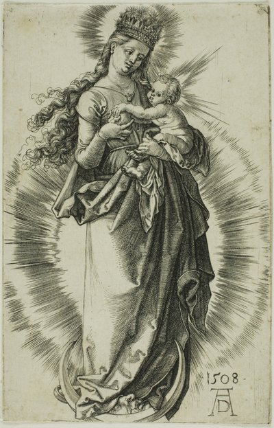 La Virgen en el creciente con una corona de estrellas de Albrecht Dürer