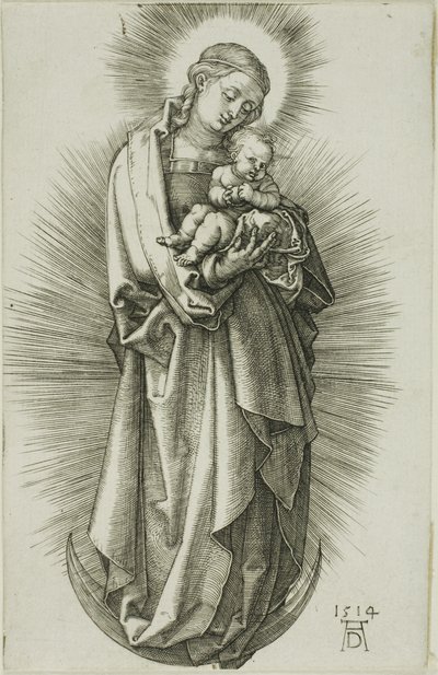 La Virgen en el creciente con un diadema de Albrecht Dürer