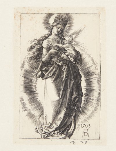 La Virgen en la media luna con una corona de estrellas de Albrecht Dürer