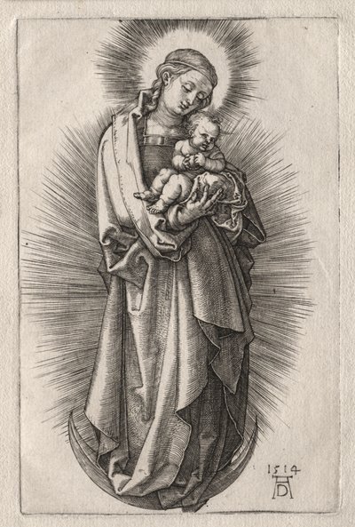 La Virgen con Cinta en el Cabello sobre una Luna Creciente de Albrecht Dürer