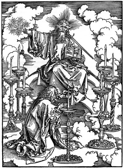La visión de los siete candelabros del Apocalipsis, 1498 de Albrecht Dürer