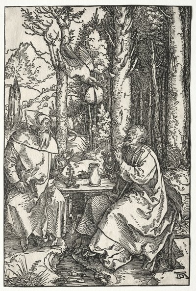 La visita de San Antonio a San Pablo el Ermitaño de Albrecht Dürer