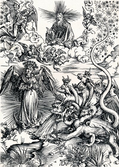 La Mujer Vestida de Sol y el Dragón de Siete Cabezas, 1498 1906 de Albrecht Dürer