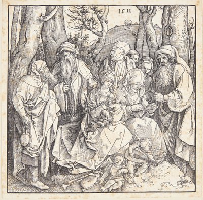 La sagrada parentela con ángeles de Albrecht Dürer