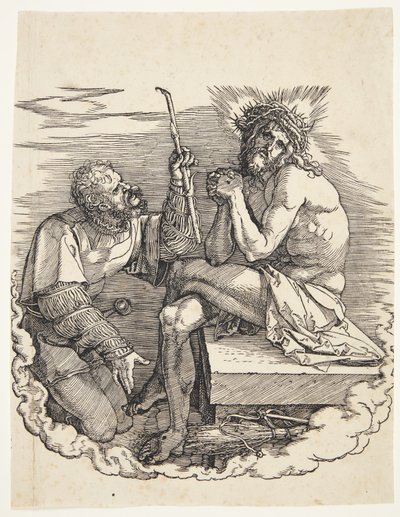 El hombre de dolores burlado por un soldado de Albrecht Dürer