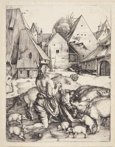 El hijo pródigo entre los cerdos de Albrecht Dürer