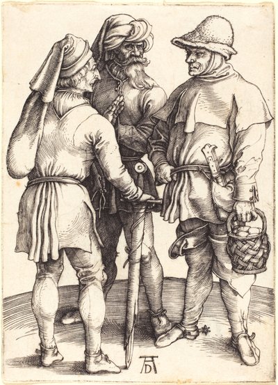 Conversación entre tres campesinos de Albrecht Dürer