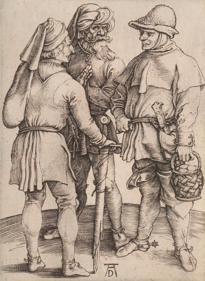 Tres campesinos en conversación, 1497-1498 de Albrecht Dürer