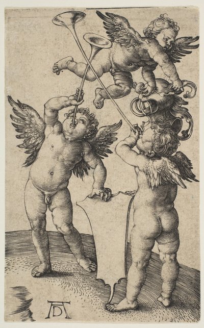 Tres putti con trompetas, ca. 1500 de Albrecht Dürer