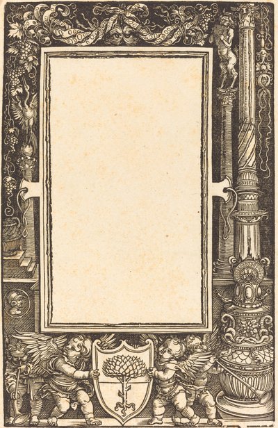 Borde del título con Putti sosteniendo los brazos de Pirckheimer, probablemente 1513 de Albrecht Dürer