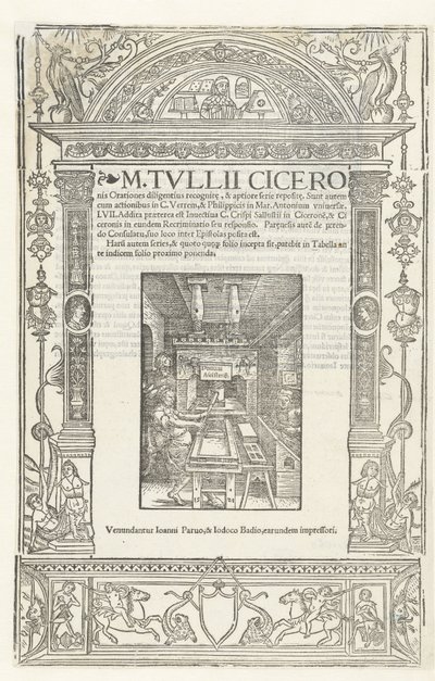 Página de título de las Orationes de Cicerón con la marca del impresor Jodocus Badius, 1520 de Albrecht Dürer