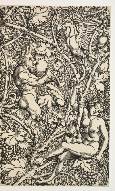 Dos diseños para tapiz con familia de sátiros de Albrecht Dürer
