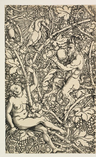 Dos diseños para tapiz con familia de sátiros de Albrecht Dürer