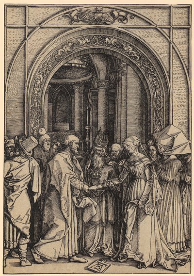 El compromiso de María, lámina 7 de la serie «La vida de María» de Albrecht Dürer