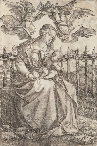 Virgen María Coronada por Dos Ángeles, 1518 de Albrecht Dürer