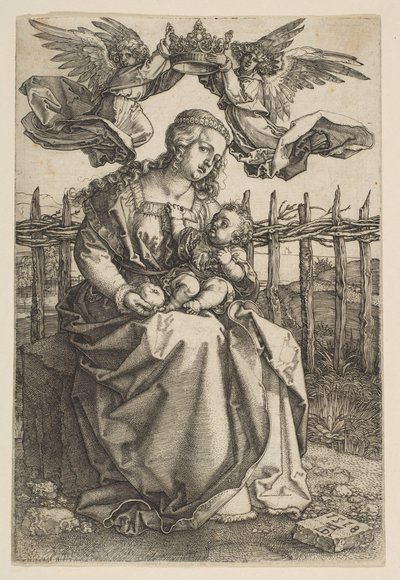 Virgen y Niño coronados por dos ángeles, 1518 de Albrecht Dürer