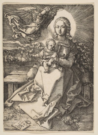 Virgen y Niño coronados por un ángel, 1520 de Albrecht Dürer