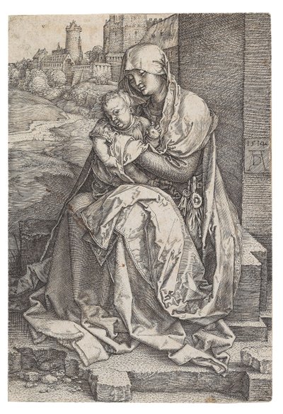 Virgen y Niño Sentados junto al Muro, 1514 de Albrecht Dürer
