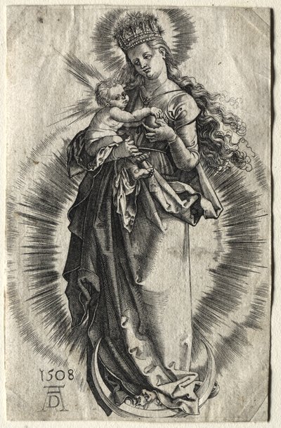 La Virgen sobre una media luna con una corona de estrellas de Albrecht Dürer