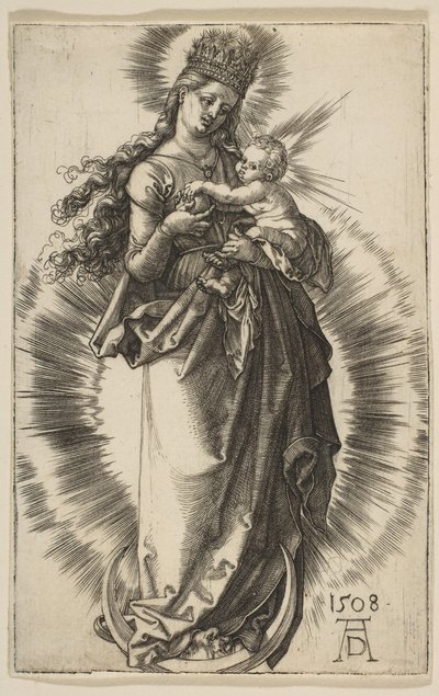 Virgen en una Media Luna con una Corona de Estrellas, 1508 de Albrecht Dürer
