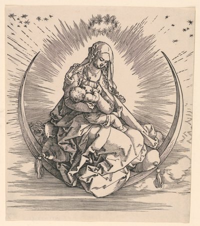 Virgen en el creciente (Página del título de la Vida de la Virgen) de Albrecht Dürer
