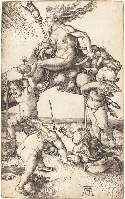 Bruja montada en una cabra de Albrecht Dürer