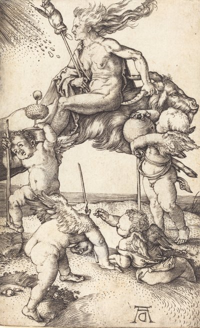 Bruja montando una cabra, c. 1500 de Albrecht Dürer