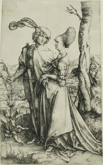 Joven pareja amenazada por la muerte (El paseo) de Albrecht Dürer