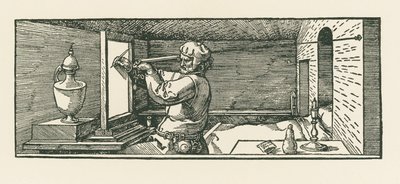 Un hombre dibujando una lata de Albrecht Dürer or Duerer