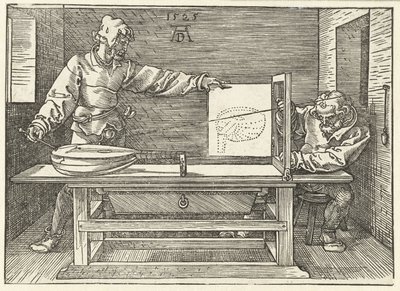 Artista dibujando un laúd de Albrecht Dürer or Duerer