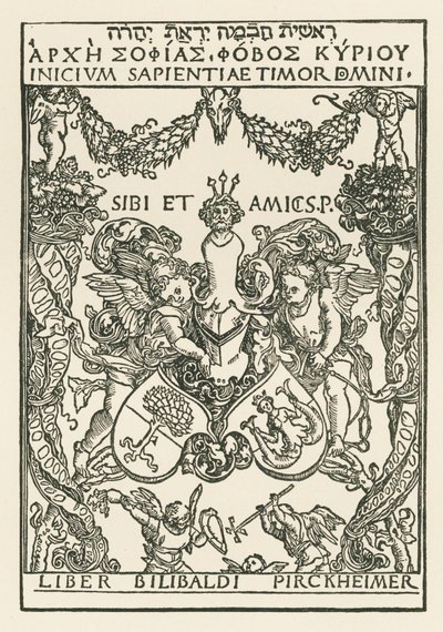 Placa de Willibald Pirckheimer, c.1502 (xilografía) de Albrecht Dürer or Duerer