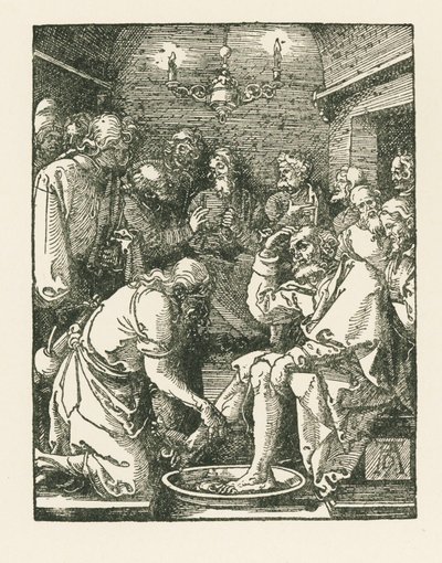 Cristo lavando los pies a Pedro, c.1508-08 (xilografía) de Albrecht Dürer or Duerer