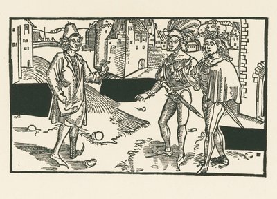 Davus, Pamphilus y Charinus, c.1492-93 (xilografía) de Albrecht Dürer or Duerer