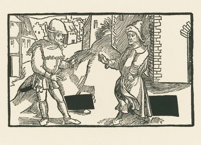 Demea y Micio, c.1492-93 (xilografía) de Albrecht Dürer or Duerer