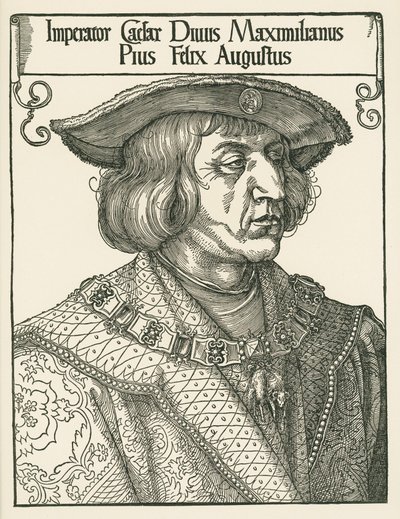 Emperador Maximiliano I, c.1519 (xilografía) de Albrecht Dürer or Duerer