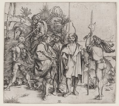 Cinco soldados y un turco a caballo, 1495-96 de Albrecht Dürer