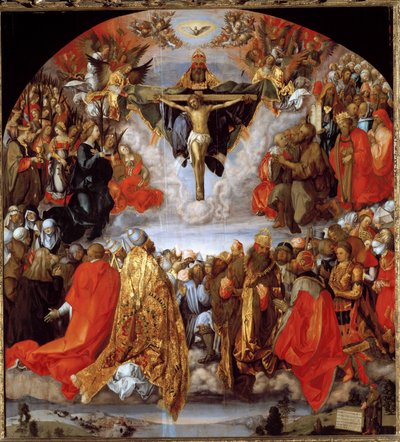 Dios, Jesucristo y la paloma del Espíritu Santo (retablo de Todos los Santos) de Albrecht Dürer