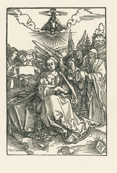 Sagrada Familia con cinco ángeles, c.1503-04 (xilografía) de Albrecht Dürer or Duerer