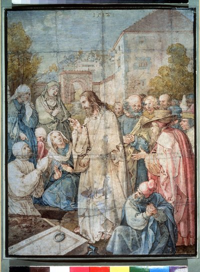 ""La Resurrección de Lázaro"" (La Resurrección de Lázaro) Acuarela y tinta de Albrecht Durer (1471-1528) 1512 Museo Pushkin, Moscú de Albrecht Dürer
