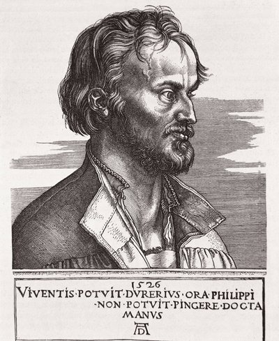 MELANCHTON, Philipp Schwarzerd, llamado (1497-1560). Teólogo y colaborador de Lutero (grabado) de Albrecht Dürer