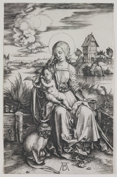 Virgen con el mono, c.1498 (grabado) de Albrecht Dürer or Duerer